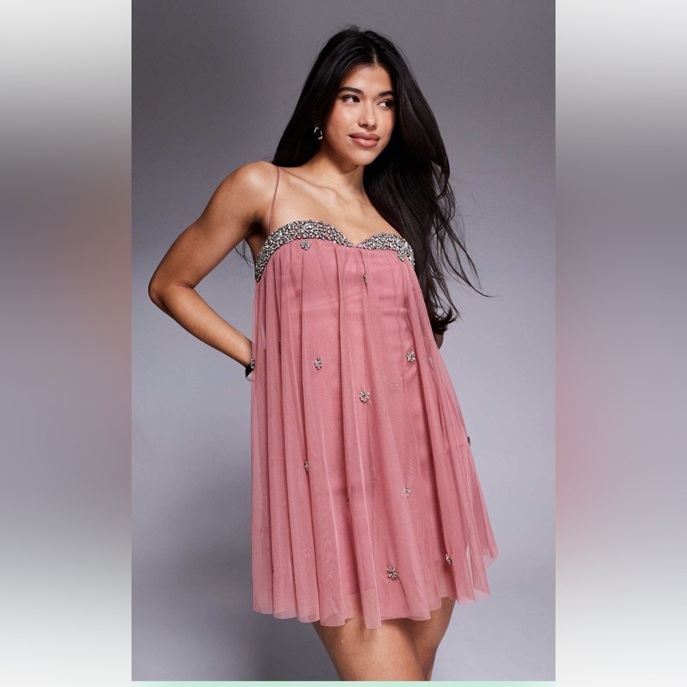 ASOS Pink Embellished Mini Dress